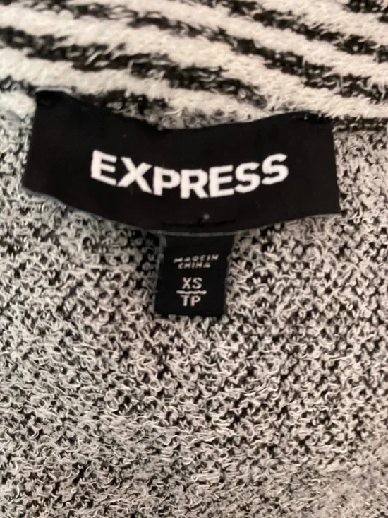 Express Black & White Longline Open-Front Jacket - Picture 6 of 7